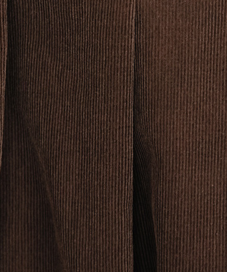 配色風ステッチ襟フェイクレイヤードコーデュロイワンピース