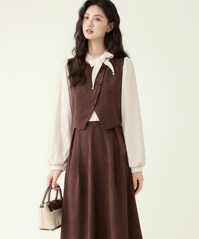 ベスト風フェイクAラインワンピース
