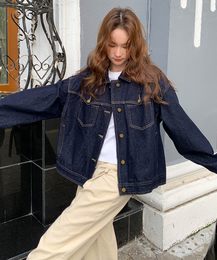 イエローステッチリラックスデニムジャケット – jemiremi（ジェミレミ）