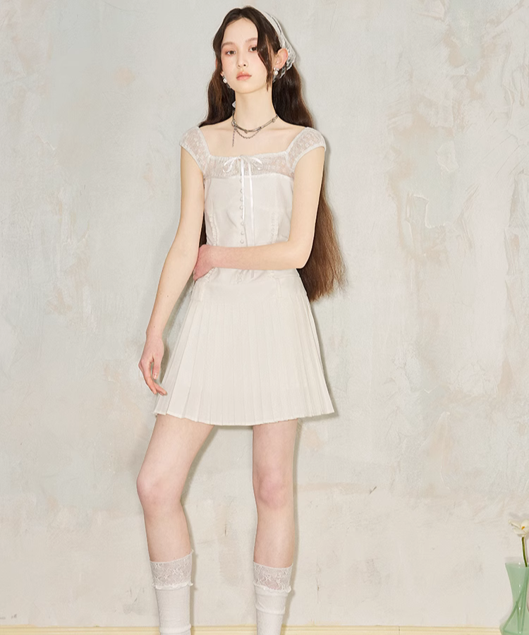 ワンピース Andequal sheer docking mini one-piece sheer docking mini one-piece WHITE 【公式通販】