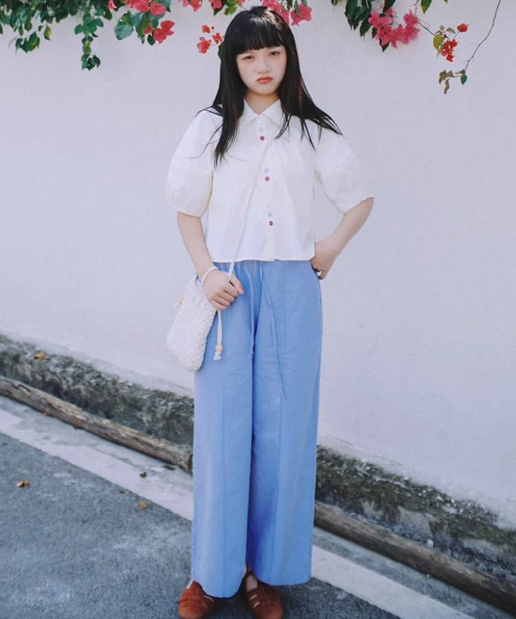 カラフルボタンパフスリーブ半袖シャツ – jemiremi（ジェミレミ）