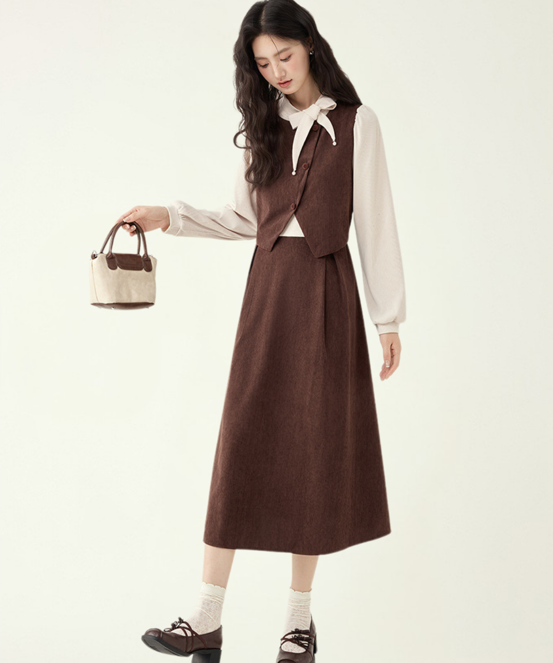 ベスト風フェイクAラインワンピース