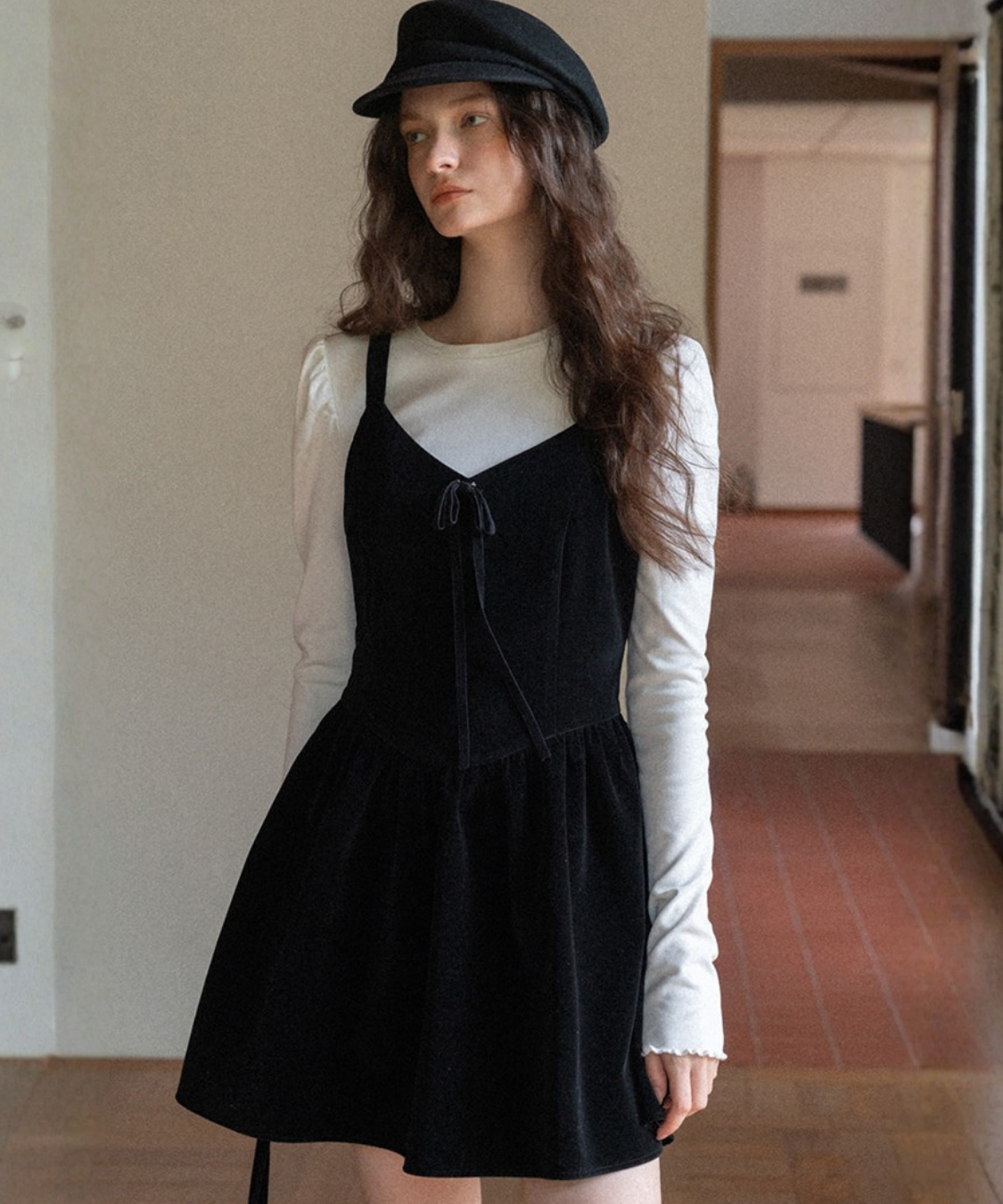 ベロアリボンキャミワンピース