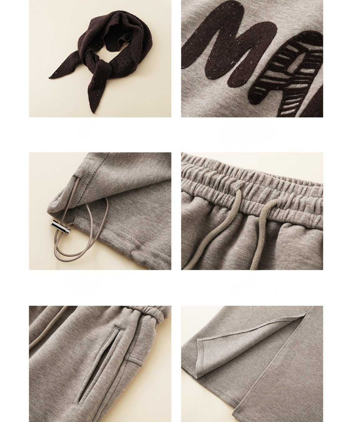 刺繍ロゴスウェット＋ドロストスカート＋フード付きショール 3点セット