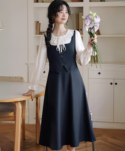 フリルドールカラーレイヤード風ワンピース