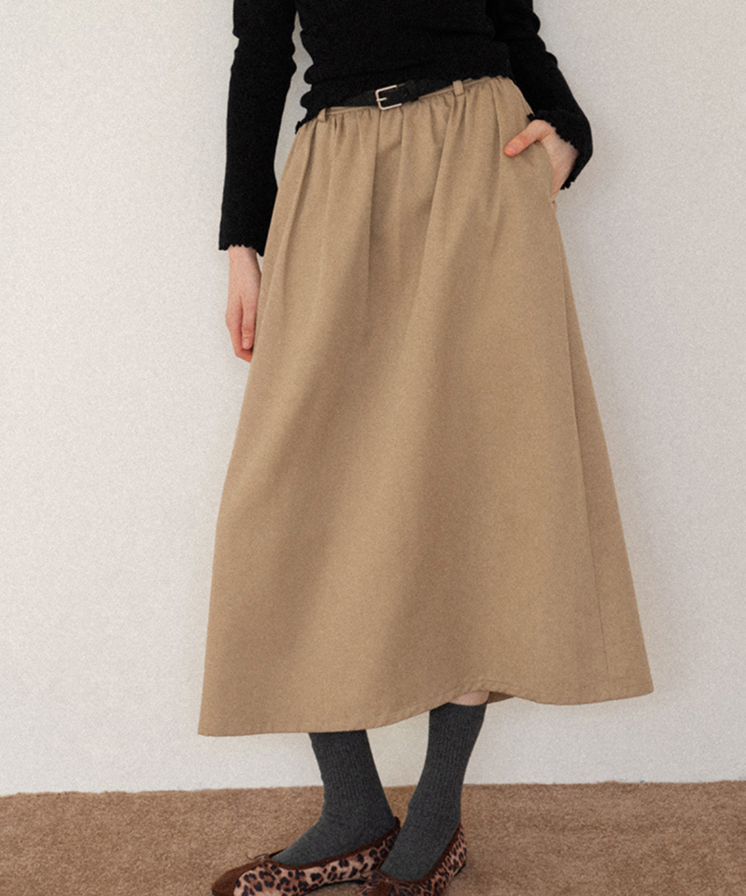 ベルトポーチ付きギャザーロングスカート – jemiremi（ジェミレミ）