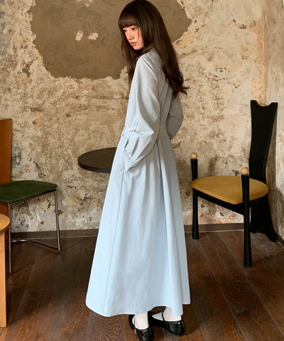 アシンメトリーボタンウエストベルトワンピース