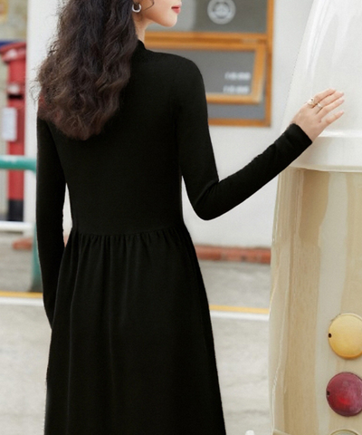 チョーカーデザインリブニットワンピース