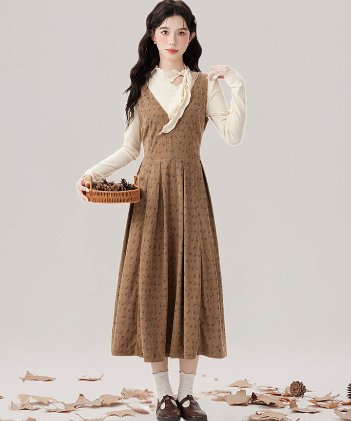 Vネックウエスト切替小花柄ノースリーブワンピース – jemiremi Vネックウエスト切替小花柄ノースリーブワンピース – jemiremi