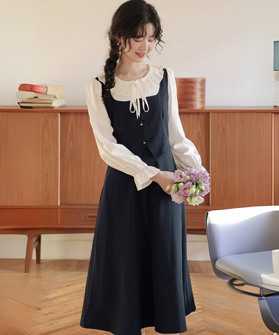 フリルドールカラーレイヤード風ワンピース