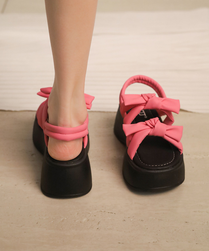 【SALE中】リボン付き厚底ピンクサンダル ダブルリボン厚底サンダル – jemiremi（ジェミレミ）