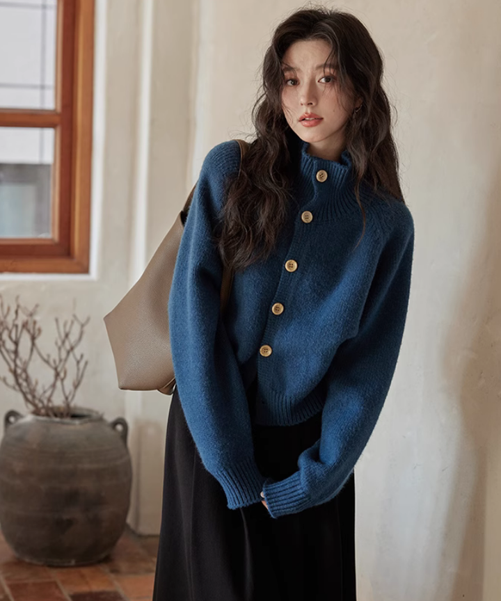 シックレイジータートルネックカーディガンセーター – jemiremi