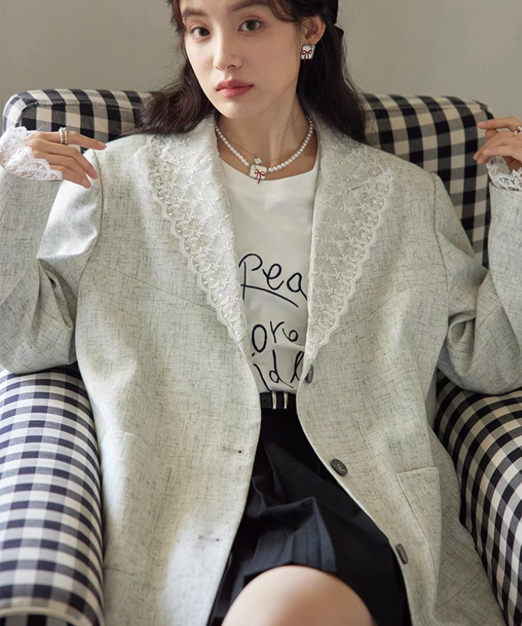 袖レースドッキングフレンチレトロジャケット – jemiremi（ジェミレミ）