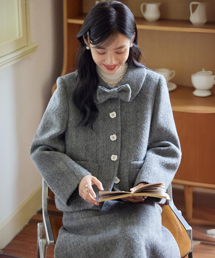 ブリティッシュメイド　ウールジャケット ドールカラーリボンウールジャケット（セットアップ可能） – jemiremi