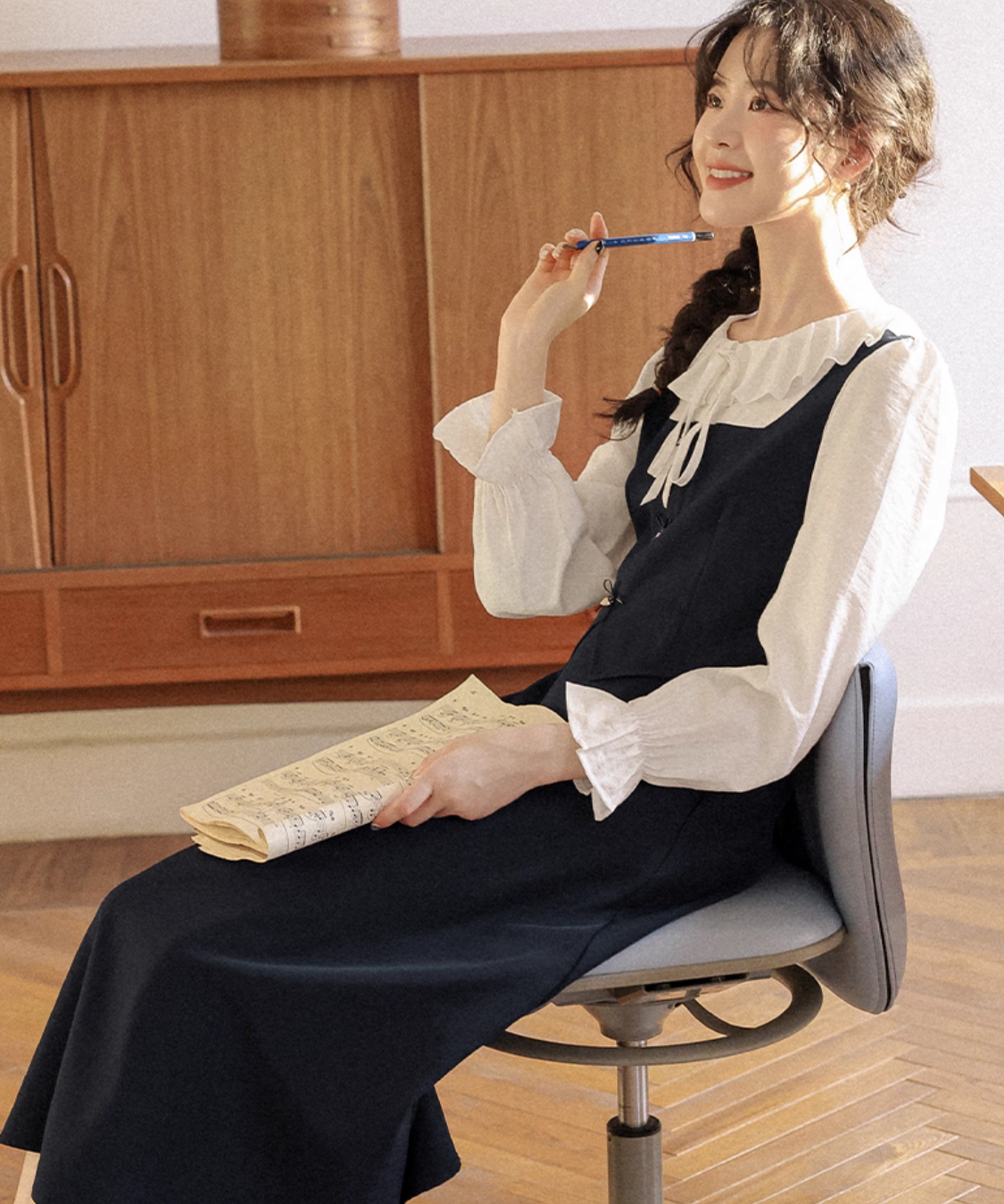 フリルドールカラーレイヤード風ワンピース