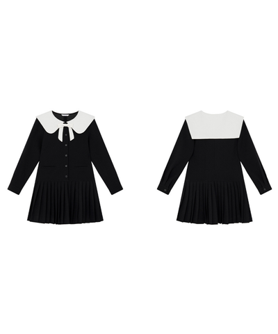 配色セーラーカラープリーツスカートワンピース