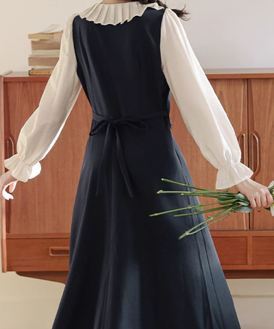 フリルドールカラーレイヤード風ワンピース