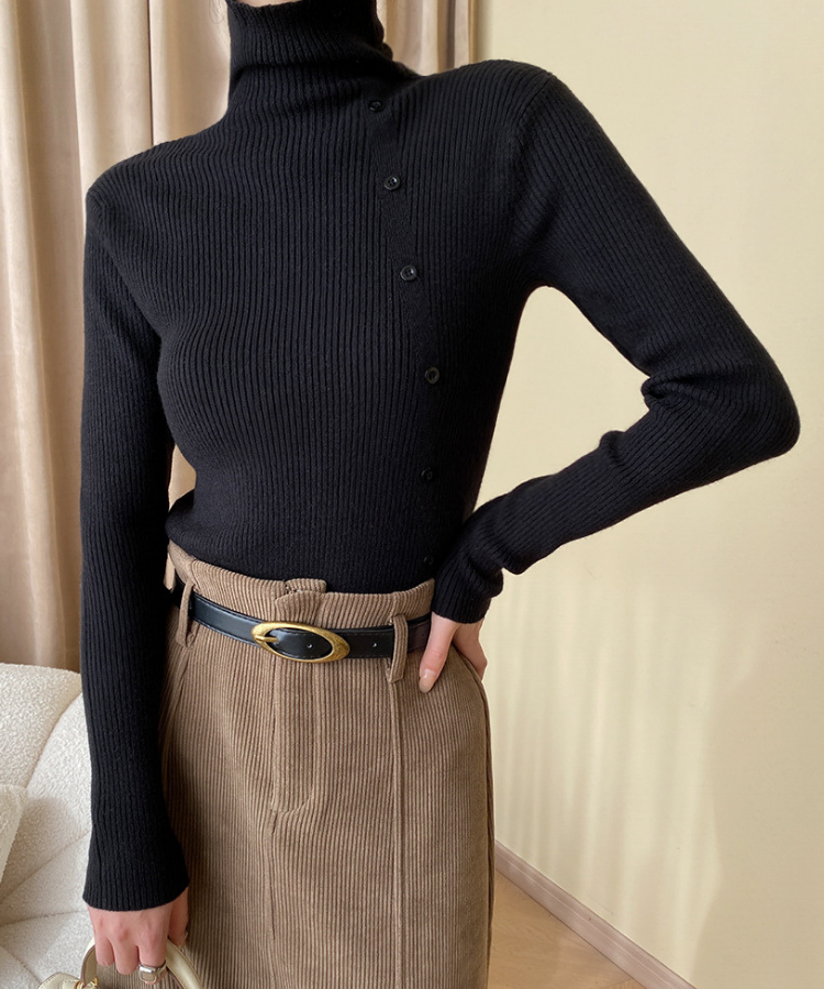 【冬編】「ハイネックラインニット×マーメイドスカート」で控えめに【30代】