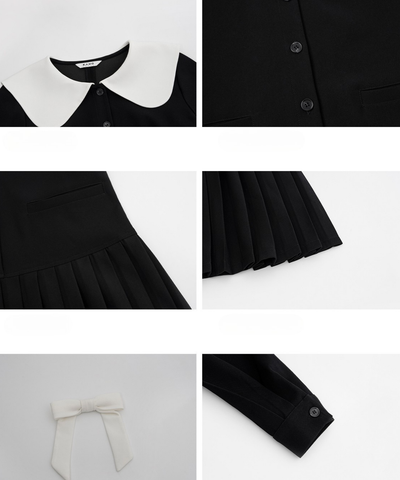 配色セーラーカラープリーツスカートワンピース