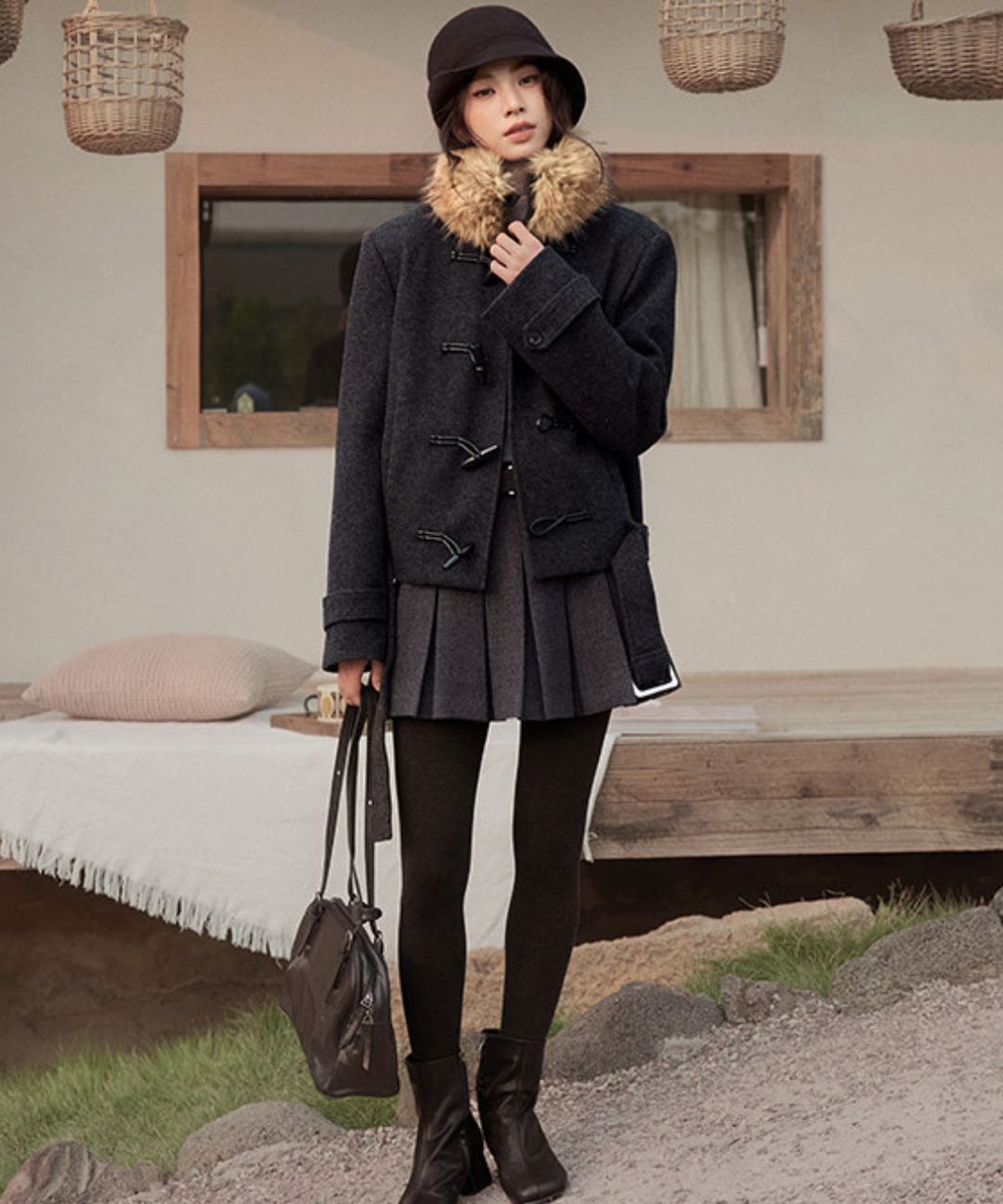 【美品】マイケルコース　ラムファーショートコート 美品】マイケルコース ラムファーショートコート フェイクファー