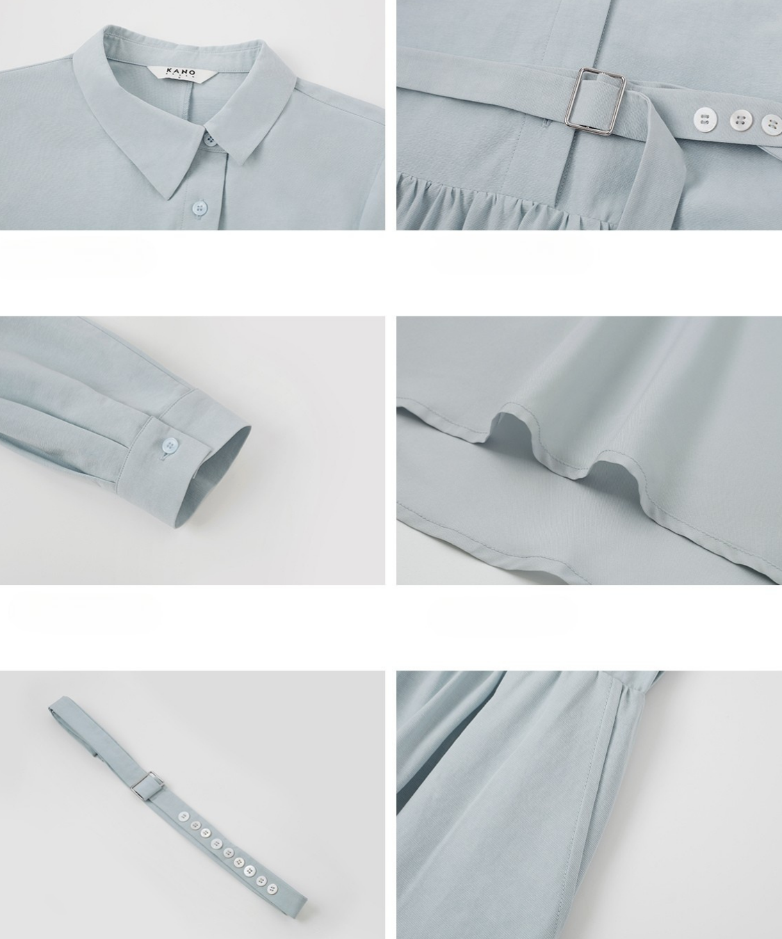 アシンメトリーボタンウエストベルトワンピース