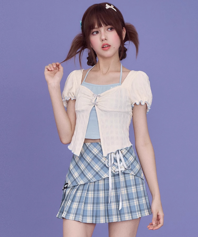 レースアップリボンチェックプリーツスカート – jemiremi(ジェミレミ) レースアップリボンチェックプリーツスカート – jemiremi(ジェミレミ)