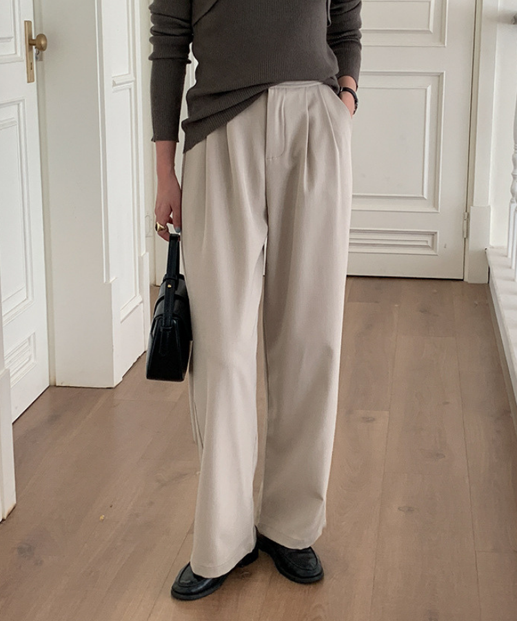 シンプルドレープハイウエストワイドパンツ