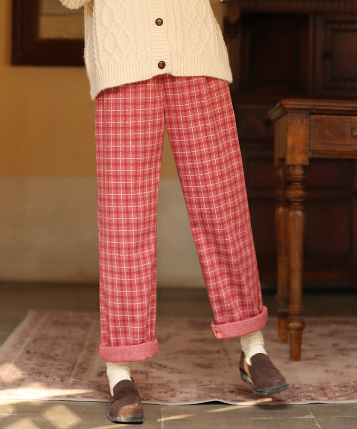 ラズベリーストレートチェックパンツ – jemiremi（ジェミレミ）