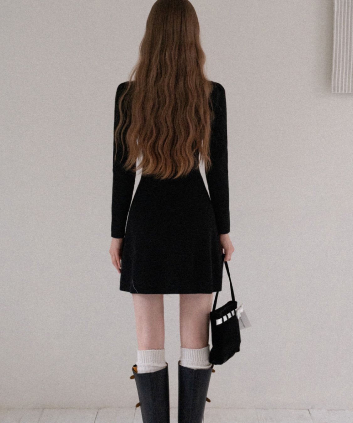 配色カラー風リボン付きミニワンピース