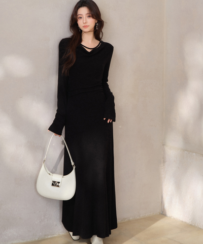 ドレープネックマキシワンピース