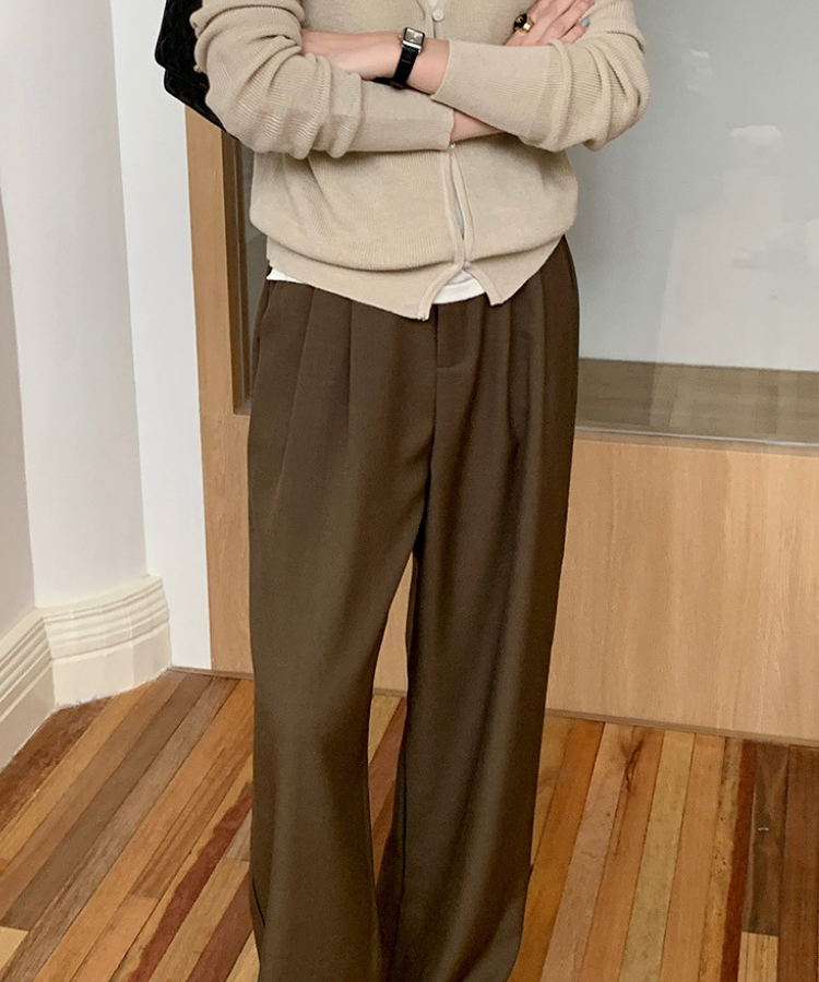 シンプルドレープハイウエストワイドパンツ