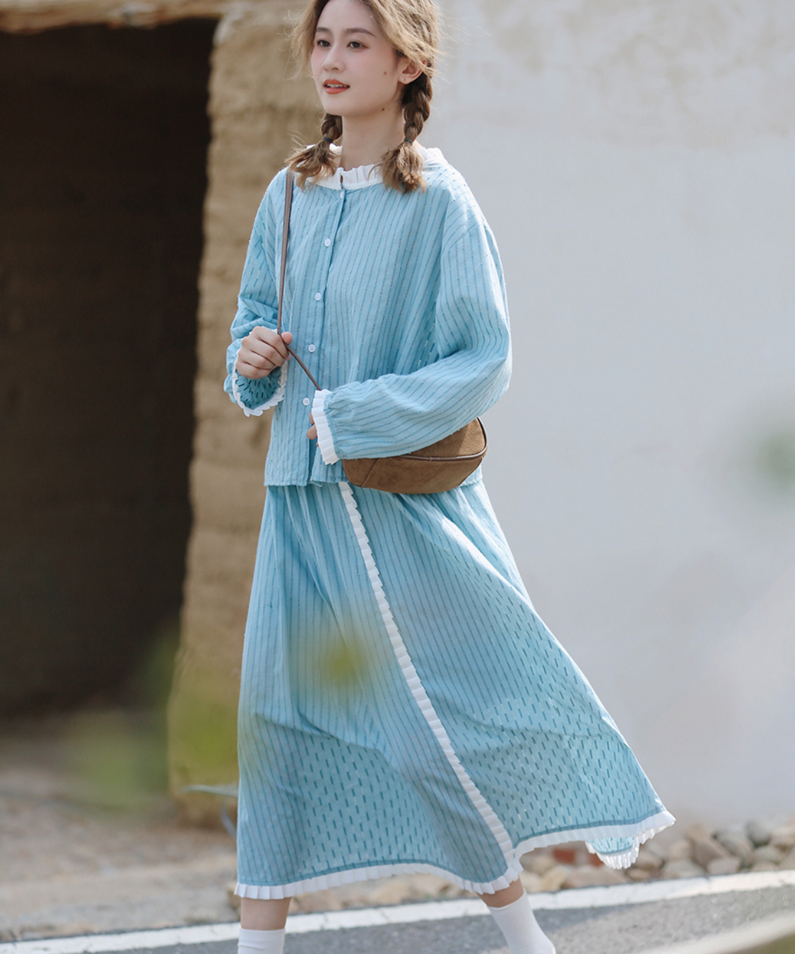 前切替入り裾フリルギャザースカート（セットアップ可）