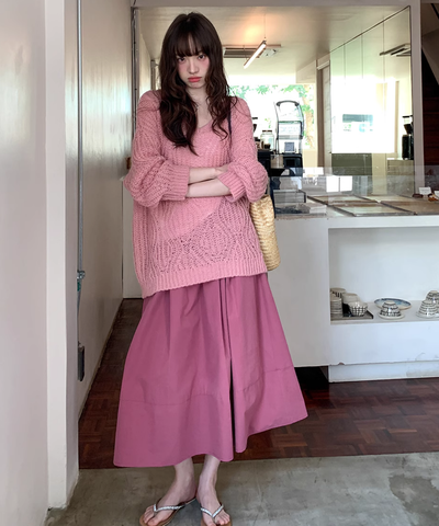 オーバーサイズツイストモヘアニットトップス