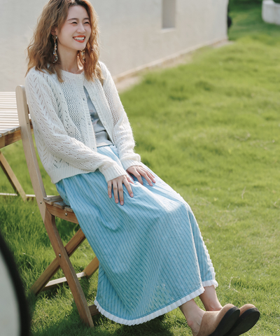 前切替入り裾フリルギャザースカート（セットアップ可）