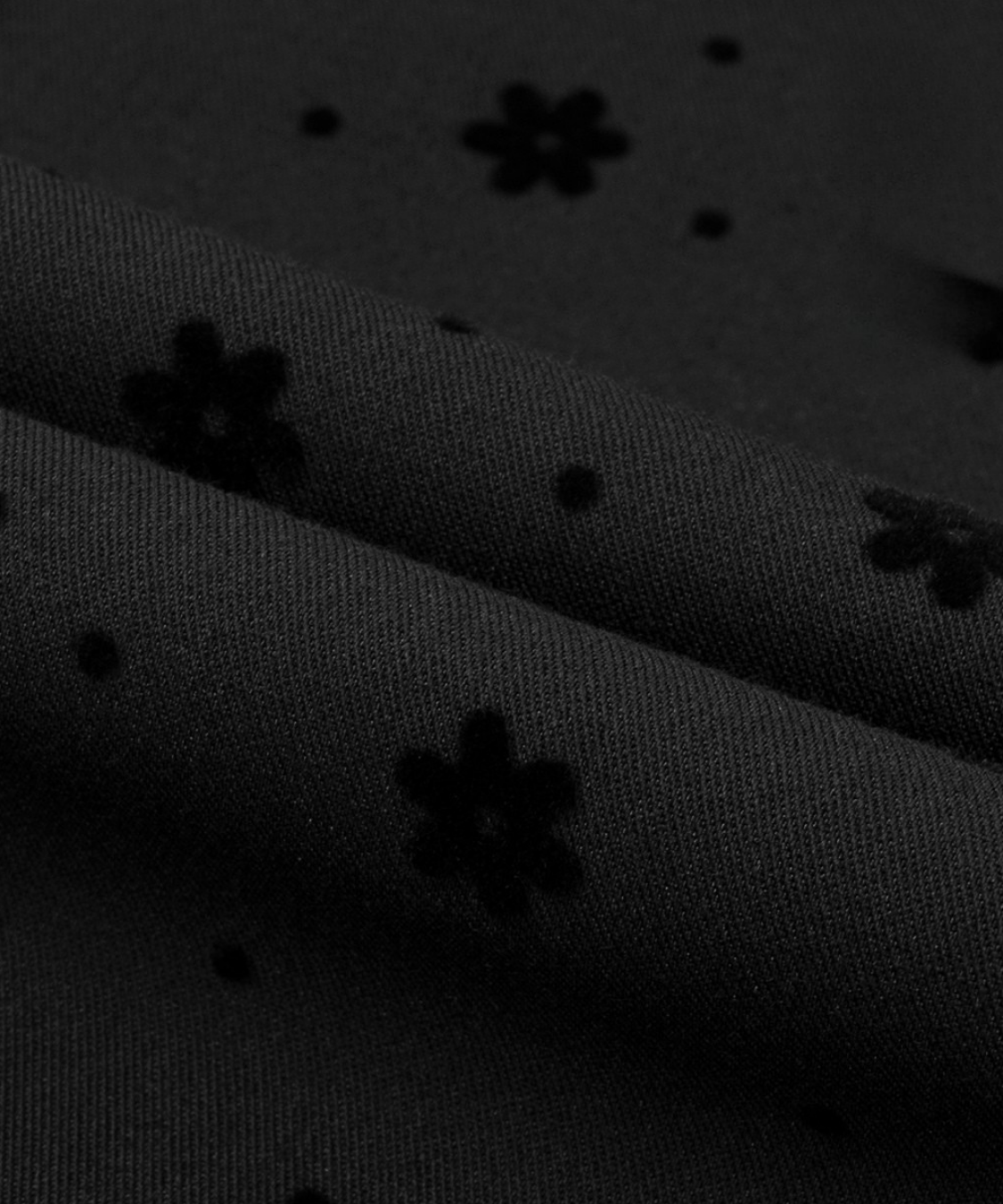 花柄フロッキードットフラットカラーワンピース