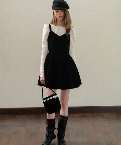 ベロアリボンキャミワンピース