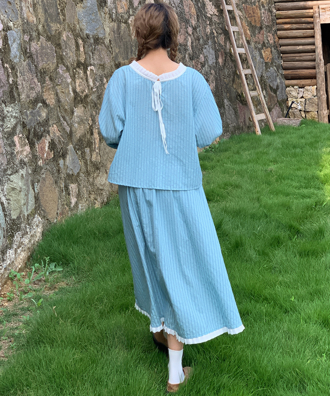 前切替入り裾フリルギャザースカート（セットアップ可）