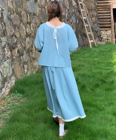 前切替入り裾フリルギャザースカート（セットアップ可）