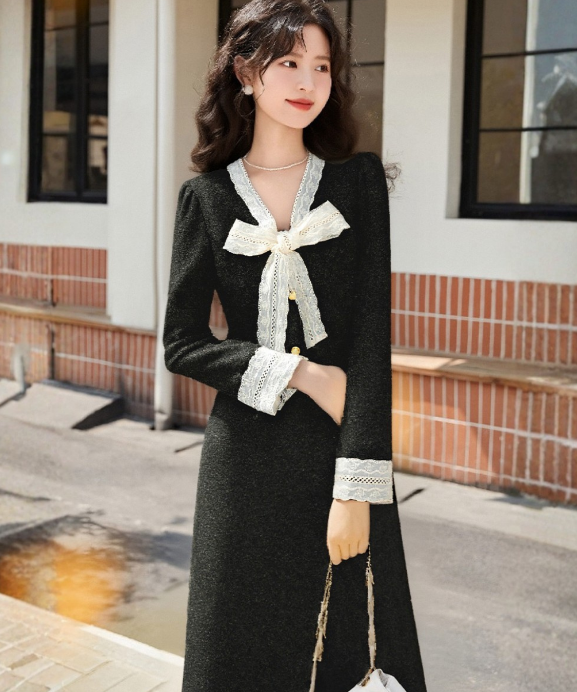 リボンタイレーストリムジャケット＋スカート 2点セット