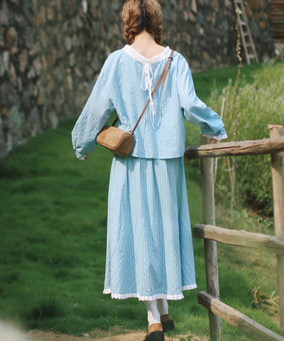 前切替入り裾フリルギャザースカート（セットアップ可）