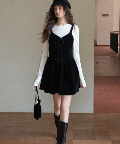 ベロアリボンキャミワンピース