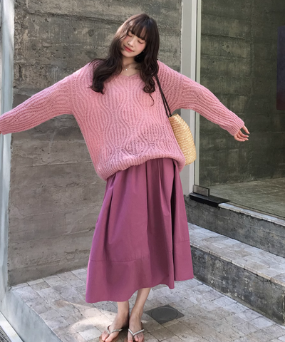 オーバーサイズツイストモヘアニットトップス