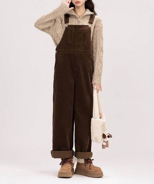 コーデュロイストレートサロペット