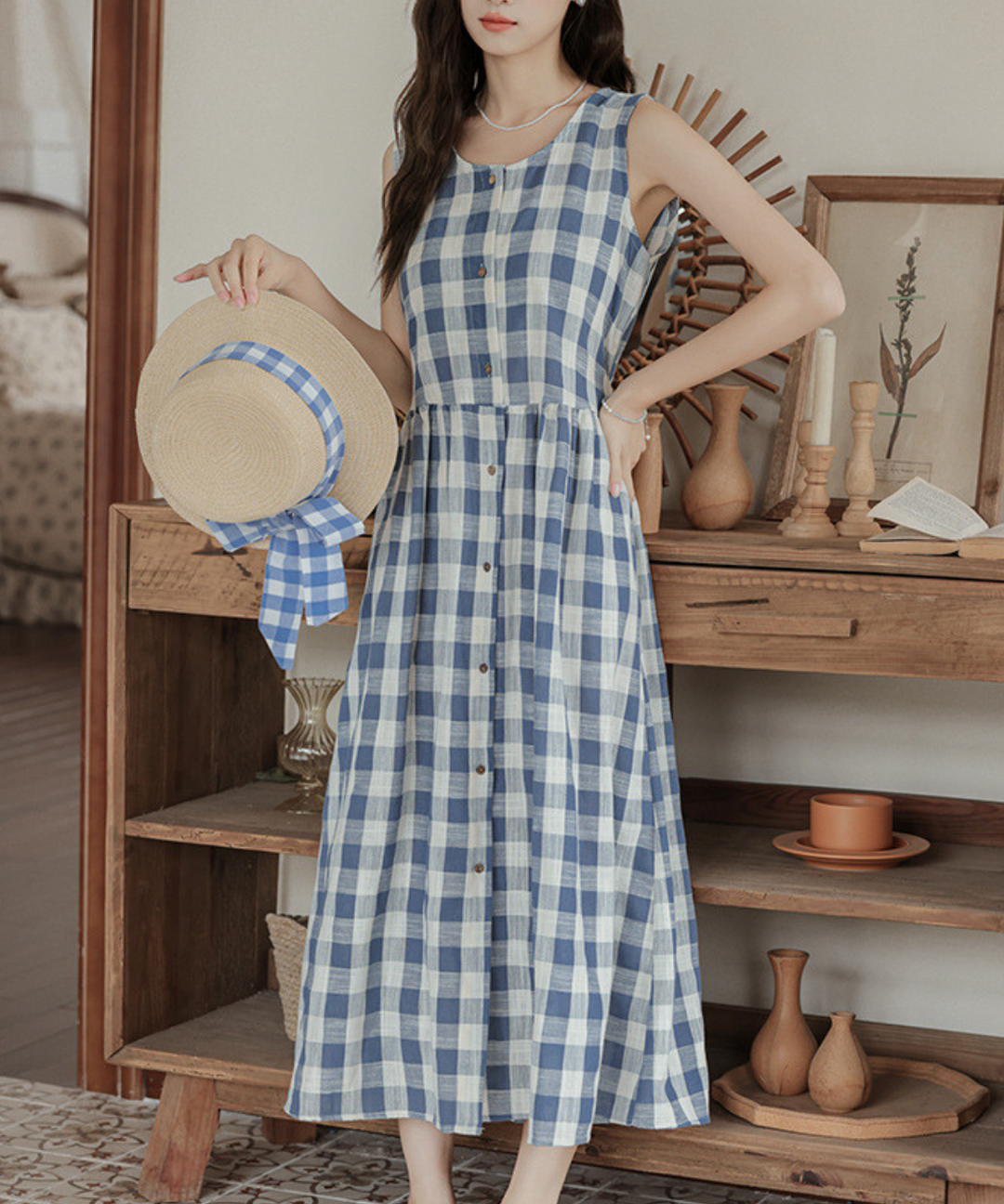 ギンガムチェックノースリーブシャツワンピース – jemiremi ギンガムチェックノースリーブシャツワンピース – jemiremi