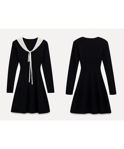 配色カラー風リボン付きミニワンピース