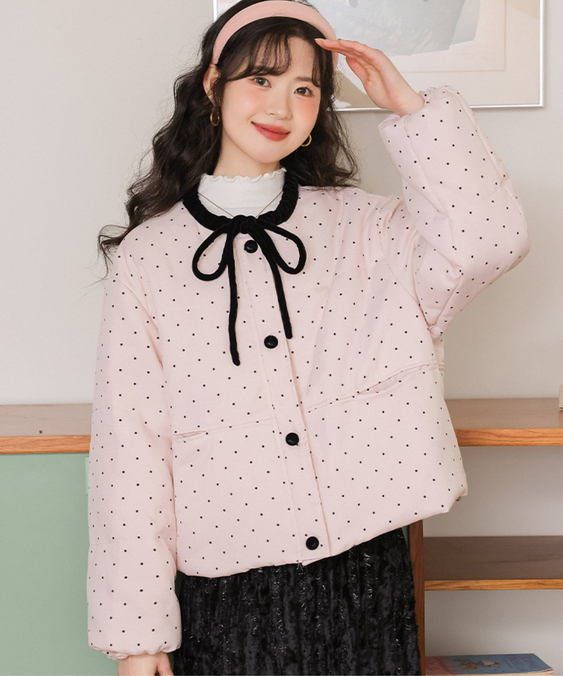 リボンドット中綿ジャケット