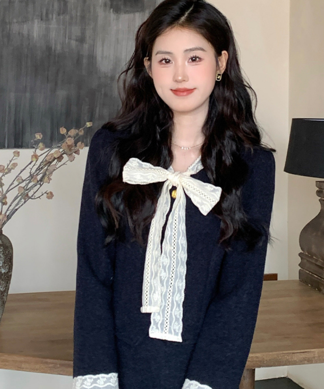 リボンタイレーストリムジャケット＋スカート 2点セット