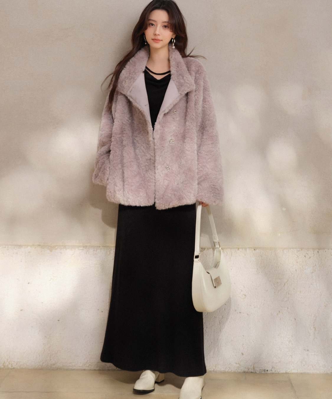 ドレープネックマキシワンピース