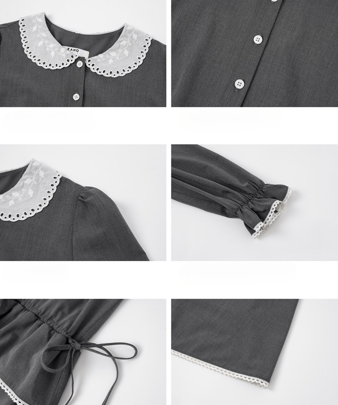 ラウンドカラーペプラム風ギンガムワンピース