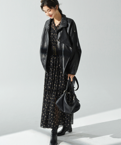 小花柄シアーVネックフリルティアードワンピース